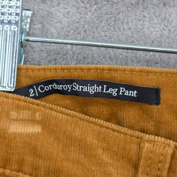 Talbots Corduroy Pants 2 Camel Brown High Waist Straight Leg Cotton Stretch New - Picture 3 of 11